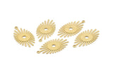 Brass Sunny Charm, 24 Textured Raw Brass Sunny Charms With 1 Loop (26x14x0.60mm) D1537