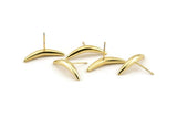 Gold Fish Tail Earring, 2 Gold Plated Brass Fish Tail Stud Earrings, Findings (23x4mm) D1636