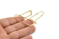 Gold Earring Wires, 4 Gold Plated Brass Earring Studs, Wire Hoops  (49x15x1x0.70mm) D1568