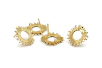 Gold Round Earring, 4 Gold Plated Brass Round Earring Studs (18mm) N1228