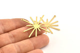 Brass Boom Charm, 8 Raw Brass Boom Charms With 1 Loop (40x38x1mm) D1572