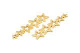 Brass Star Charm, 12 Textured Raw Brass Star Charms With 1 Hole (45x14x0.80mm) D1533