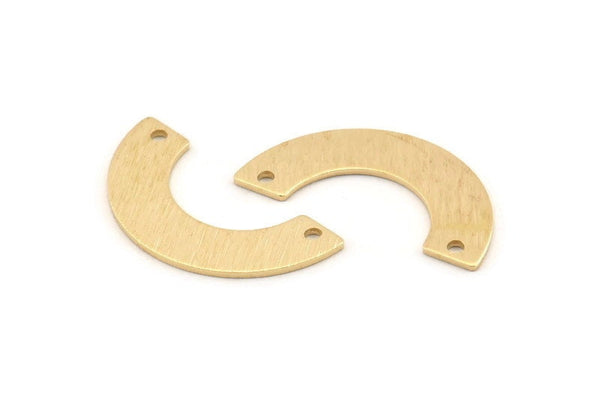 Brass Geometric Charm, 24 Textured Raw Brass Semi Circle Blanks With 2 Holes, Connectors, Charms, Findings (25x12.5x5.5x0.80mm) D1532