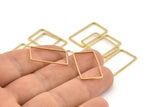 Brass Rectangle Connector, 50 Raw Brass Rectangle Connectors, Charms, Findings (13x23x0.80mm) D1475