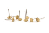 Brass Square Earring, 12 Raw Brass Square Stud Earrings (5mm) D1449