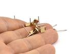 Brass Square Earring, 12 Raw Brass Square Stud Earrings (5mm) D1449