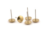 Brass Round Earring, 12 Raw Brass Round Stud Earrings (8mm) D1463