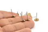Brass Round Earring, 12 Raw Brass Round Stud Earrings (8mm) D1461