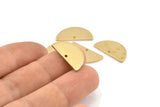 Brass Semi Circle , 12 Raw Brass Half Moon Charms With 1 Hole, Pendants (21x10.5x1.2mm) D1479