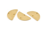 Brass Semi Circle, 12 Raw Brass Half Moon Connector With 2 Holes, Charms, Pendants (21x10.5x1.2mm) D1525