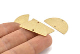 Semi Circle Charm, 10 Textured Raw Brass Half Moon Blanks With 2 Holes (30x15x0.80mm) D1392