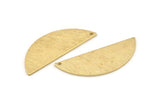 Semi Circle Charm, 6 Textured Raw Brass Half Moon Blanks With 1 Hole (39x15x1mm) D1523