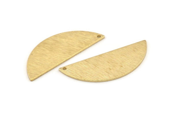 Semi Circle Charm, 6 Textured Raw Brass Half Moon Blanks With 1 Hole (39x15x1mm) D1523