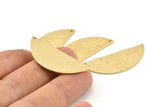 Semi Circle Charm, 6 Textured Raw Brass Half Moon Blanks With 1 Hole (39x15x1mm) D1523