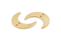 Brass Moon Charm, 24 Textured Raw Brass Crescent Moon Charms With 2 Holes, Findings, Connectors (21x6x1mm) D1386
