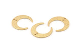 Brass Moon Charm, 24 Textured Raw Brass Crescent Moon Charms With 2 Holes, Findings, Connectors (18x4.5x1mm) D1371