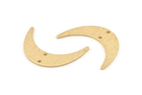 Brass Moon Charm, 10 Textured Raw Brass Crescent Moon Charms With 2 Holes, Findings, Connectors (30x8x1mm) D1391
