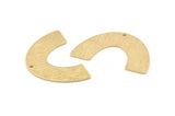 Brass Geometric Charm, 8 Textured Raw Brass Semi Circle Blanks With 1 Hole, Pendants, Findings (34x21x0.80mm) D1550