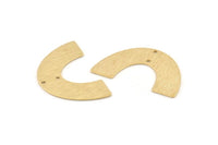 Brass Geometric Charm, 8 Textured Raw Brass Semi Circle Blanks With 2 Holes, Connectors, Pendants, Findings (34x21x0.80mm) D1380