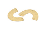 Brass Geometric Charm, 8 Textured Raw Brass Semi Circle Blanks With 3 Holes, Connectors, Pendants, Findings (34x21x0.80mm) D1367