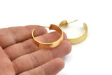 Gold Geometric Earring, 2 Gold Plated Brass Circle Stud Earrings (32x7x1mm) N1191