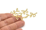 Brass Leaf Charm, 24 Raw Brass Leaf Charms With 1 Loop, Findings (35x19x0.50mm) A1386