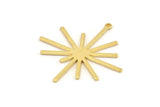 Gold Boom Charm, 2 Gold Plated Brass Boom Charms With 1 Loop (40x38x1mm) D1572