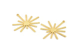 Gold Boom Charm, 2 Textured Gold Plated Brass Boom Charms With 1 Loop (40x38x1mm) D1397 Q0840