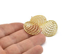 Gold Filter Earring, 2 Gold Plated Brass Filter Stud Earrings With 1 Loop (24x22mm) N1205