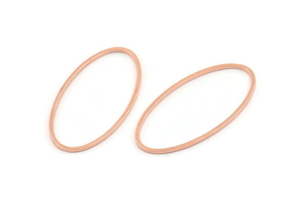 Rose Gold Oval Connector, 24 Rose Gold Tone Brass Oval Connectors (40x20x1mm) D1653