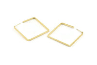 Gold Square Earring, 2 Gold Plated Brass Square Stud Earrings (40x2x1mm) D1623