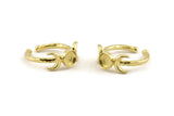 Brass Ring Settings, Raw Brass Moon And Planet Ring With 1 Stone Setting - Pad Size 6mm N1160