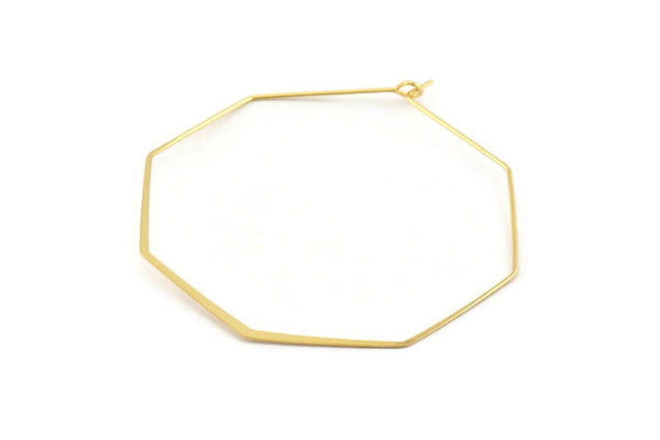 Gold Earring Wire, 8 Gold Plated Brass Octagon Earring Wires (60mm) D1500