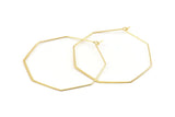 Gold Earring Wire, 8 Gold Plated Brass Octagon Earring Wires (60mm) D1500