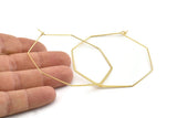 Gold Earring Wire, 8 Gold Plated Brass Octagon Earring Wires (60mm) D1500