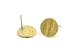 Brass Round Earring, 6 Raw Brass Round Earring Studs (13mm) N1173