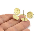 Brass Round Earring, 6 Raw Brass Round Earring Studs (14mm) N1179