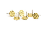Brass Round Earring, 8 Raw Brass Round Earring Studs, With 1 Loop (11mm) N1213