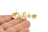 Brass Round Earring, 8 Raw Brass Round Earring Studs (10mm) N1175