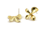 Brass Flower Earring, 6 Raw Brass Flower Stud Earrings (17mm) N1197
