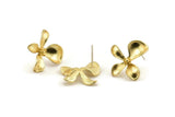 Brass Flower Earring, 6 Raw Brass Flower Stud Earrings (17mm) N1197