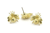 Brass Fly Earring, 4 Raw Brass Fly Stud Earrings With 1 Loop (15x16mm) N1172