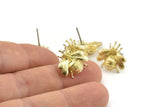 Brass Fly Earring, 4 Raw Brass Fly Stud Earrings With 1 Loop (15x16mm) N1172