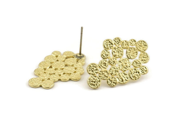 Brass Irregular Earring, 4 Raw Brass Irregular Stud Earrings (26x17mm) N1167