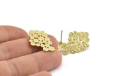 Brass Irregular Earring, 4 Raw Brass Irregular Stud Earrings (26x17mm) N1167