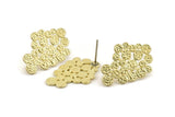 Brass Irregular Earring, 4 Raw Brass Irregular Stud Earrings (26x17mm) N1167