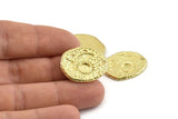 Brass Sun Charm, 2 Raw Brass Sun Charms With 1 Hole, Findings - Pad Size 5mm (24x20x1.5mm) N1196
