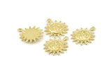 Brass Sun Charm, 4 Raw Brass Sun Charms With 1 Loop, Findings (20x17x2.3mm) N1187