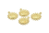 Brass Sun Charm, 4 Raw Brass Sun Charms With 1 Loop, Findings (20x17x2.3mm) N1187