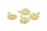 Brass Sun Charm, 6 Raw Brass Sun Charms With 1 Loop, Findings (19x14xmm) N1198